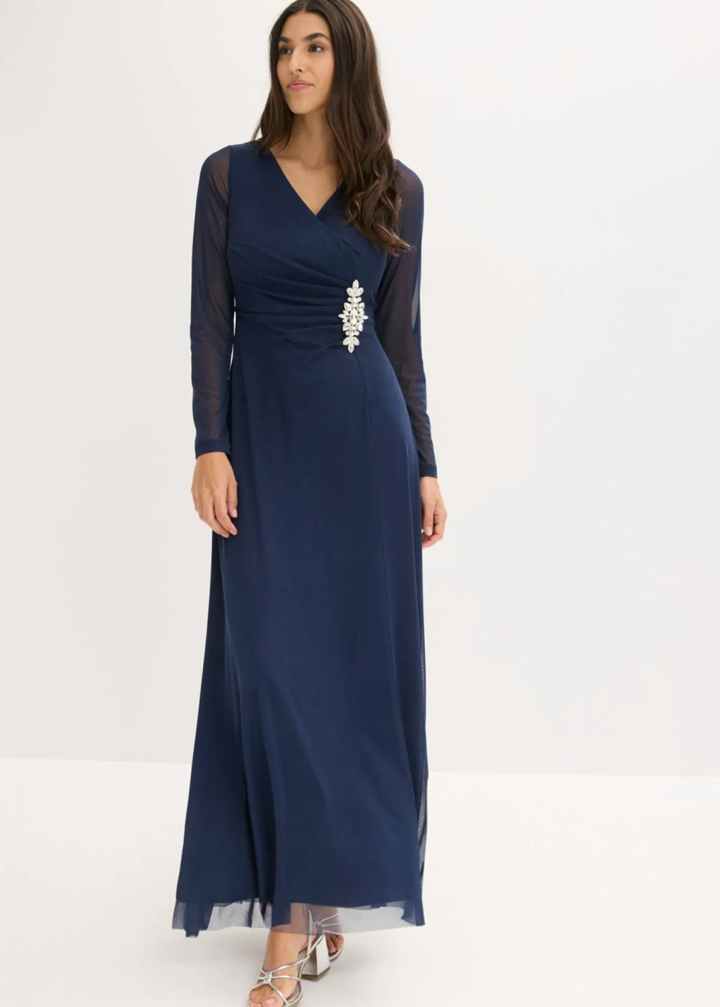 Hot Vestido de noche de tul delicado con aplicación de piedras Mujer Vestidos|Novedades
