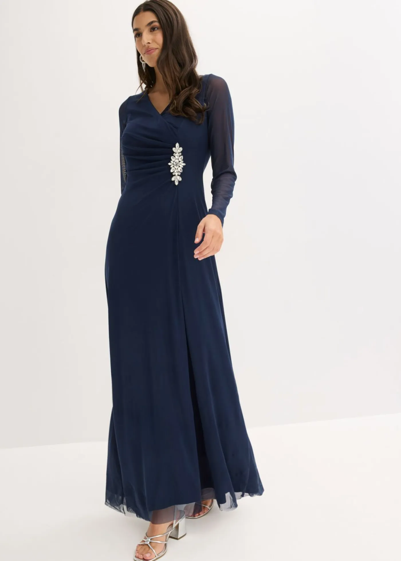 Hot Vestido de noche de tul delicado con aplicación de piedras Mujer Vestidos|Novedades