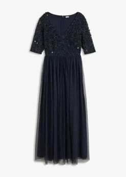 Outlet Vestido de noche de tul delicado con bordado de lentejuelas Mujer Vestidos|Tallas Pequeñas