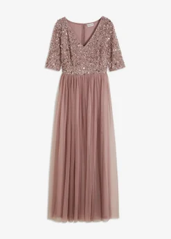 Outlet Vestido de noche de tul delicado con bordado de lentejuelas Mujer Vestidos|Tallas Pequeñas