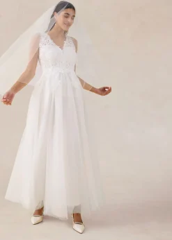 Clearance Vestido de novia de tul y encaje Mujer Vestidos|Tallas Pequeñas