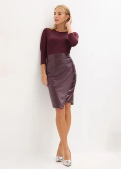 Discount Vestido de piel sintética con parte superior de punto Mujer Vestidos