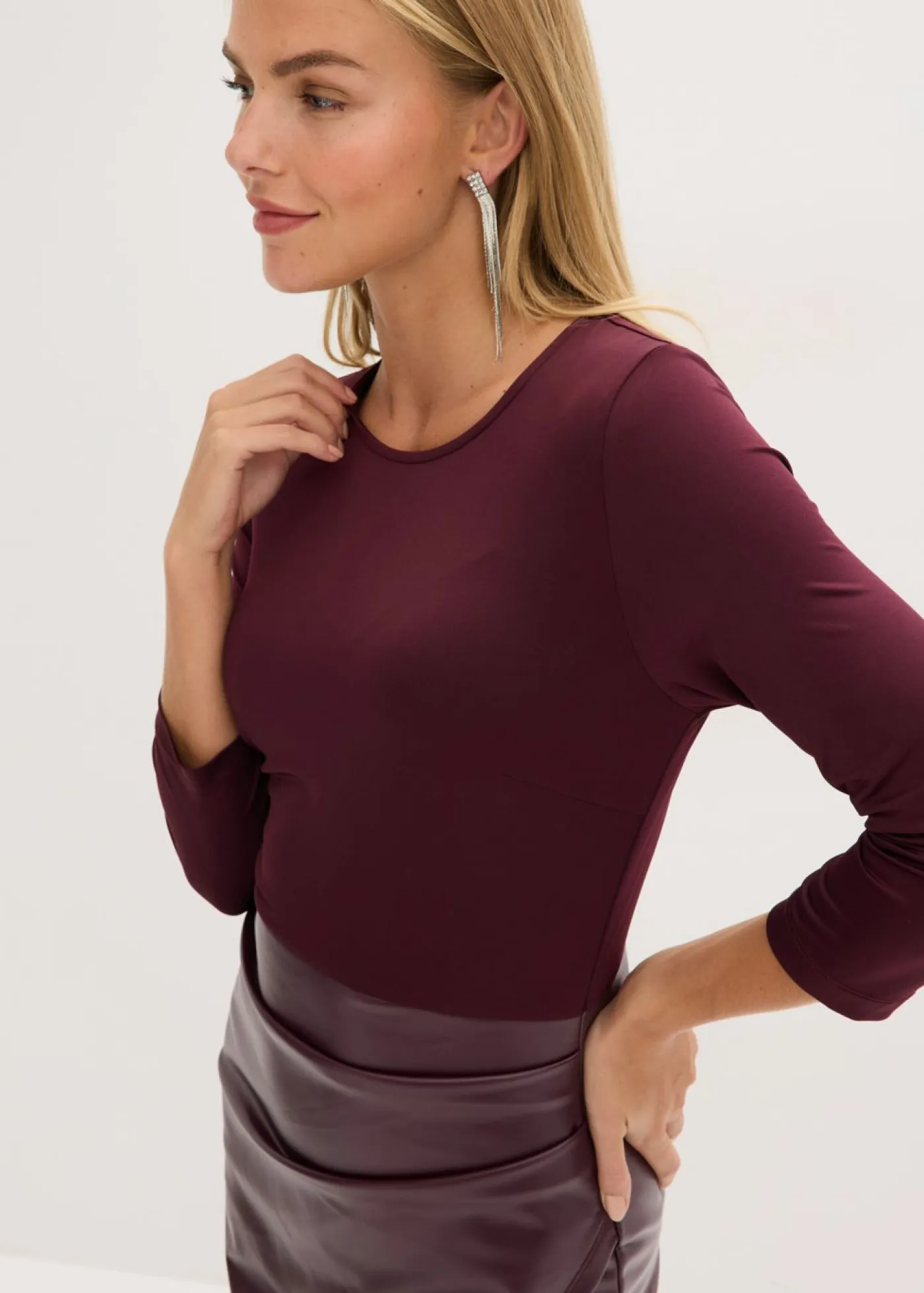 Discount Vestido de piel sintética con parte superior de punto Mujer Vestidos