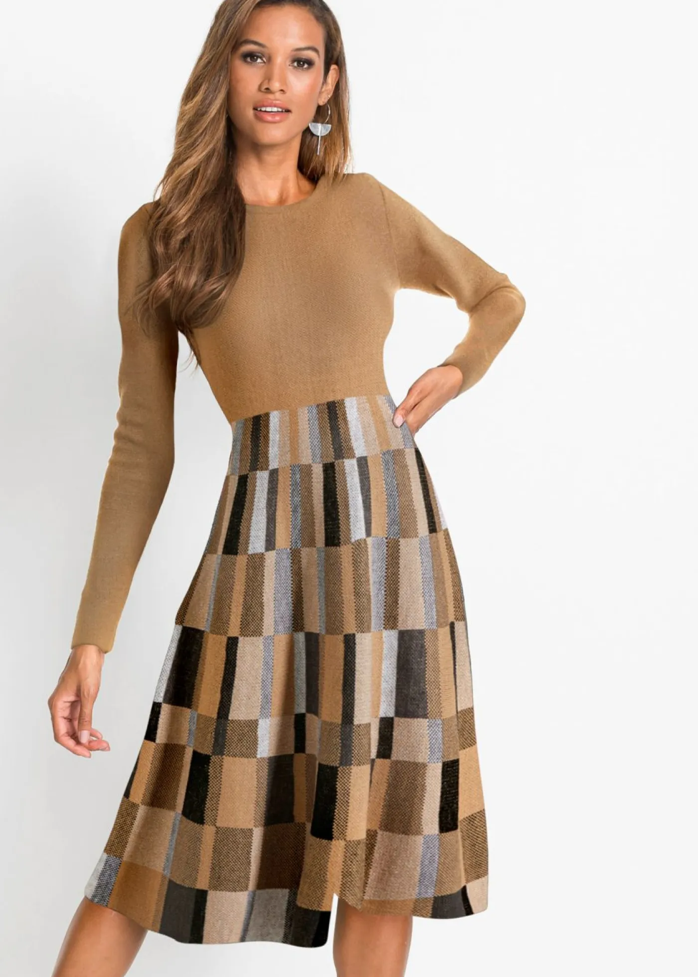 Best Vestido de punto a cuadros Mujer Vestidos|Ropa De Punto