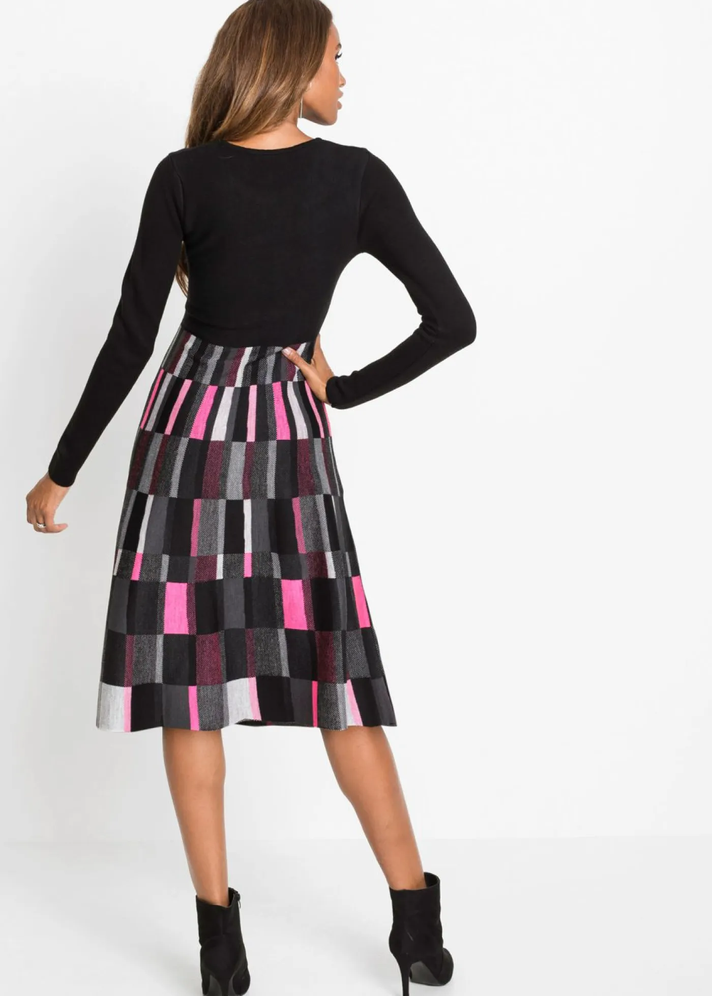 Vestido de punto a cuadros Mujer Vestidos|Ropa De Punto