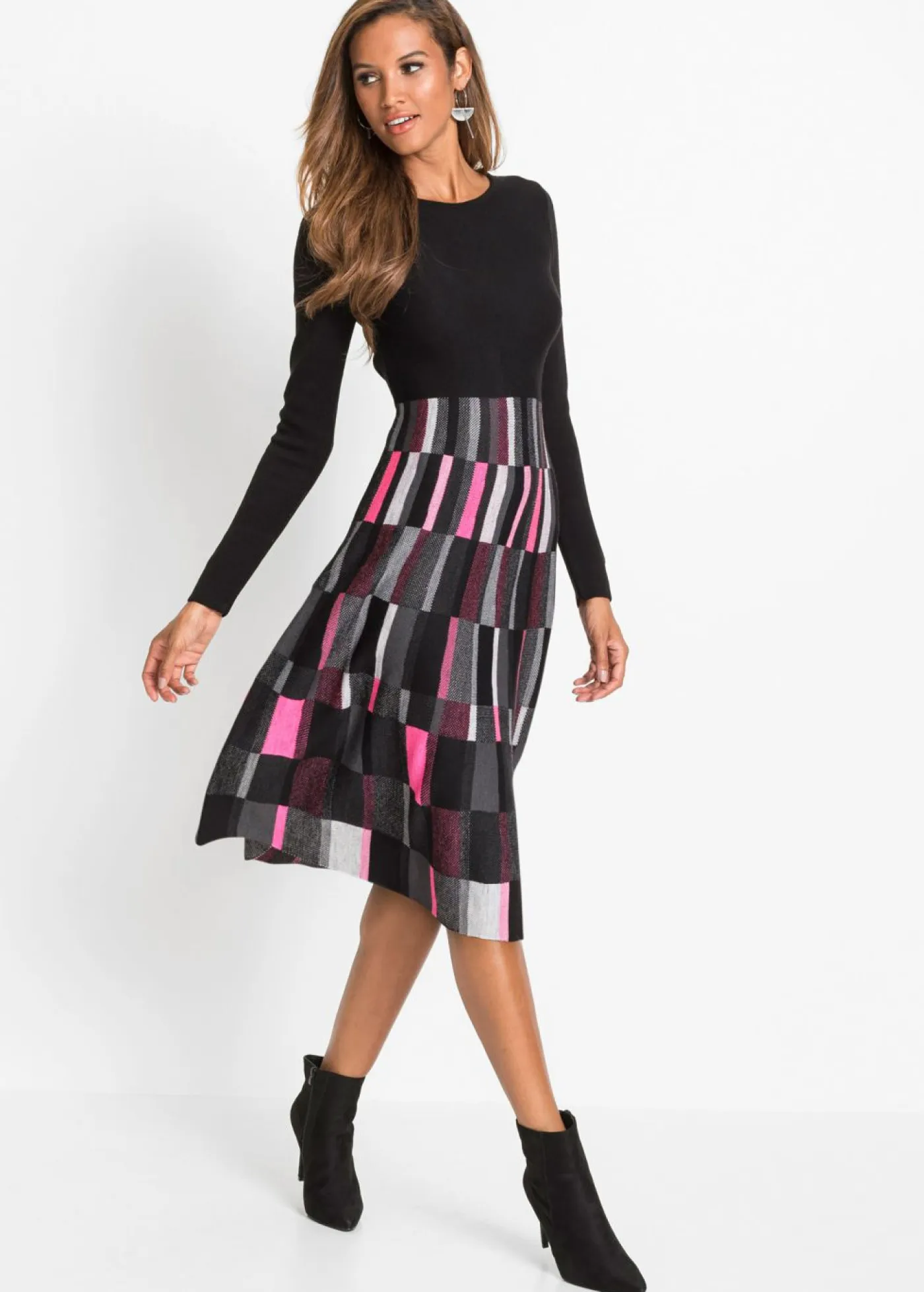 Vestido de punto a cuadros Mujer Vestidos|Ropa De Punto