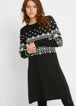Sale Vestido de punto acampanado con estampado noruego Mujer Vestidos|Ropa De Punto