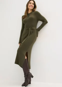Outlet Vestido de punto acanalado de mezcla de viscosa Mujer Vestidos|Ropa De Punto
