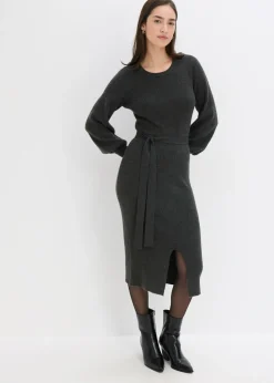 New Vestido de punto acanalado de mezcla de viscosa fluida Mujer Vestidos|Ropa De Punto