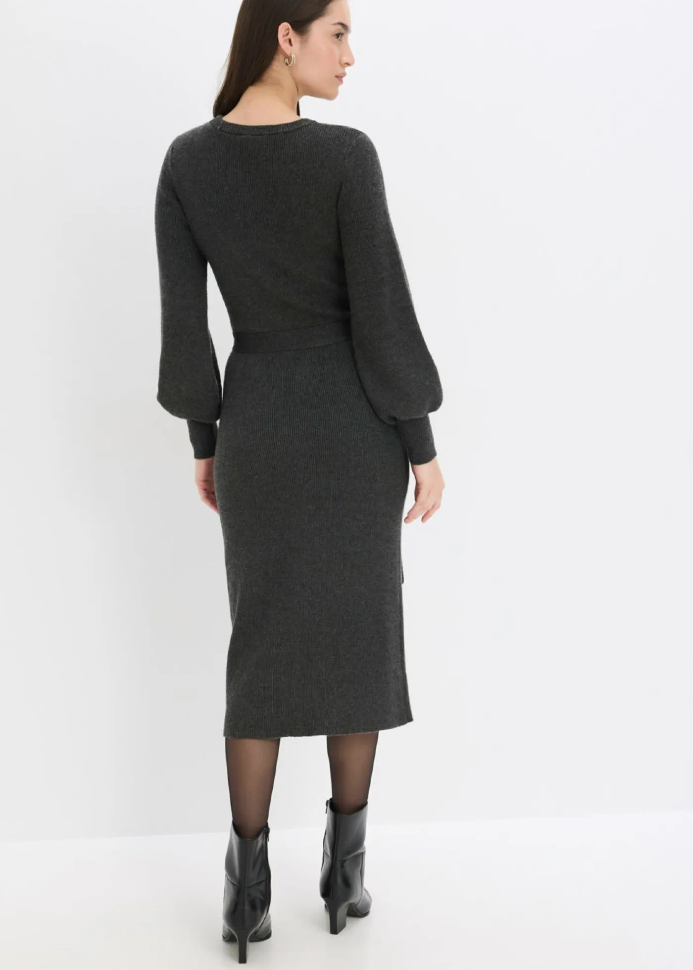 New Vestido de punto acanalado de mezcla de viscosa fluida Mujer Vestidos|Ropa De Punto