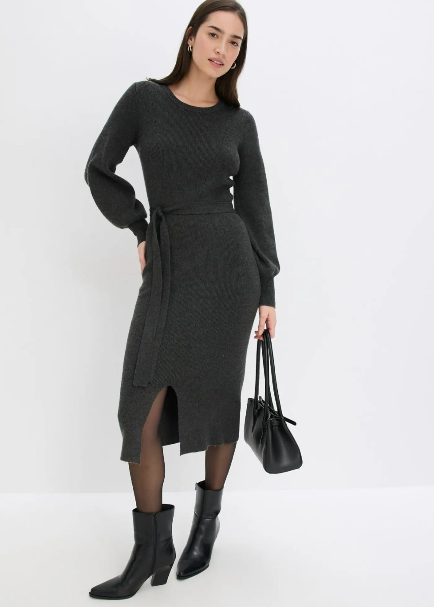 New Vestido de punto acanalado de mezcla de viscosa fluida Mujer Vestidos|Ropa De Punto