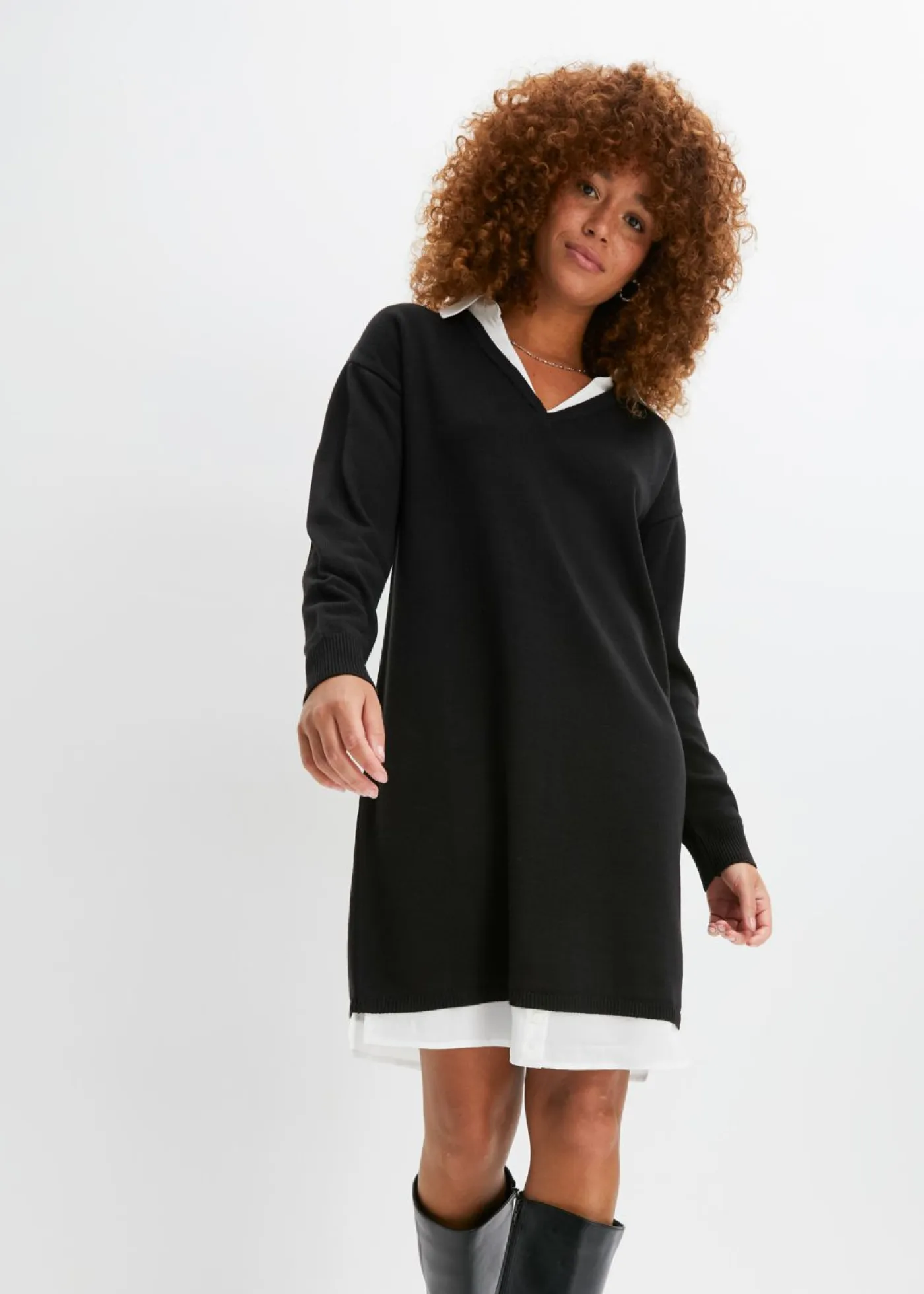 Best Vestido de punto con inserto de blusa Mujer Vestidos|Ropa De Punto
