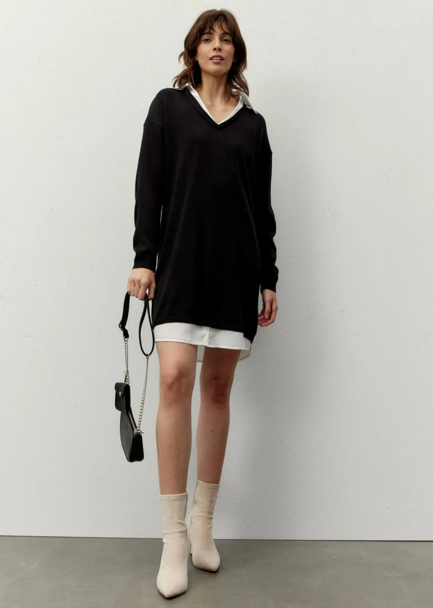 Best Vestido de punto con inserto de blusa Mujer Vestidos|Ropa De Punto
