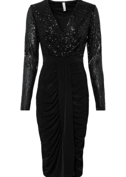 Best Vestido de punto con lentejuelas y drapeado Mujer Vestidos