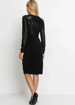 Best Vestido de punto con lentejuelas y drapeado Mujer Vestidos