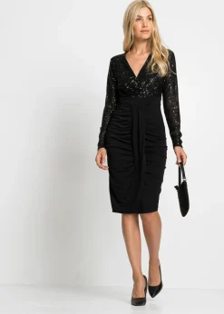 Best Vestido de punto con lentejuelas y drapeado Mujer Vestidos