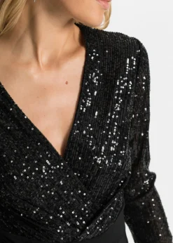 Best Vestido de punto con lentejuelas y drapeado Mujer Vestidos