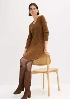 Discount Vestido de punto con patrón trenzado Mujer Vestidos|Ropa De Punto
