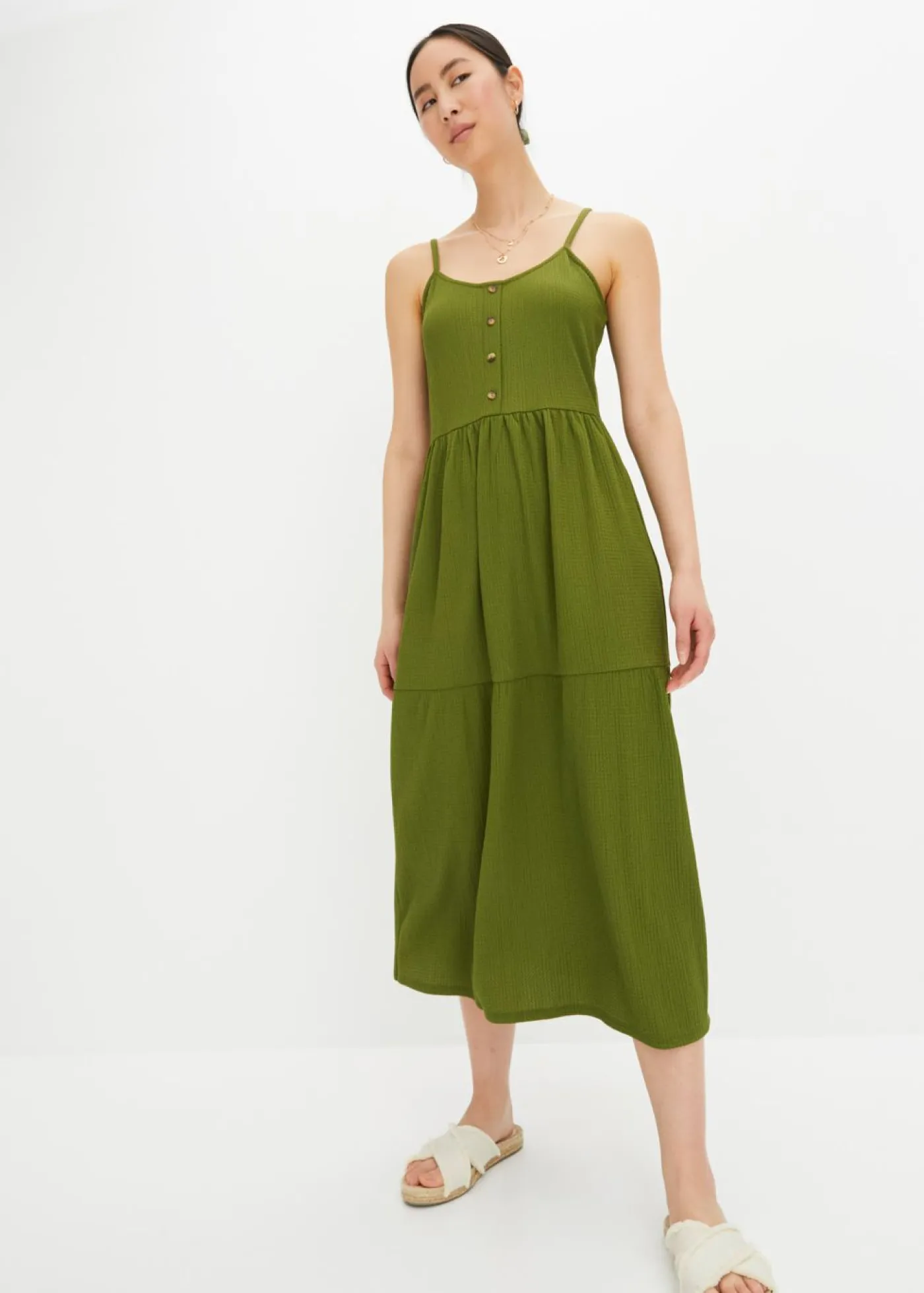 Clearance Vestido de punto con volantes y botones decorativos Mujer Vestidos