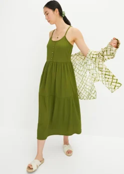 Clearance Vestido de punto con volantes y botones decorativos Mujer Vestidos