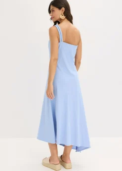 Hot Vestido de punto de algodón con dobladillo asimétrico y detalle de nudo en el hombro Mujer Vestidos