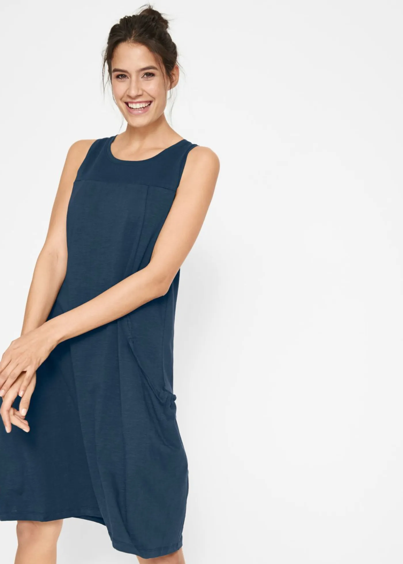 Online Vestido de punto de algodón con bolsillos Mujer Vestidos