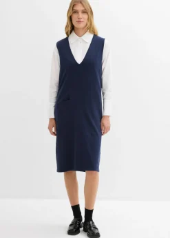 Vestido de punto de algodón puro Mujer Esenciales|Vestidos