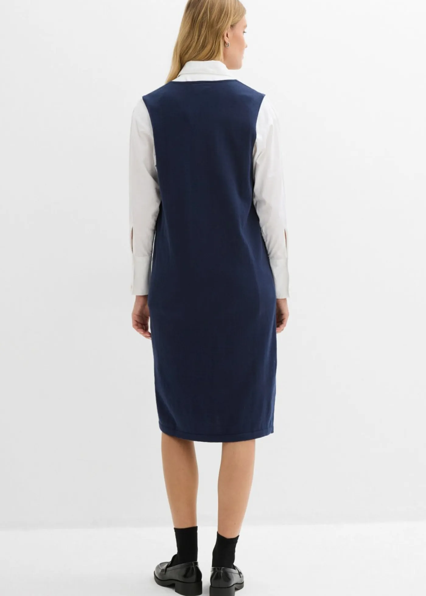 Vestido de punto de algodón puro Mujer Esenciales|Vestidos