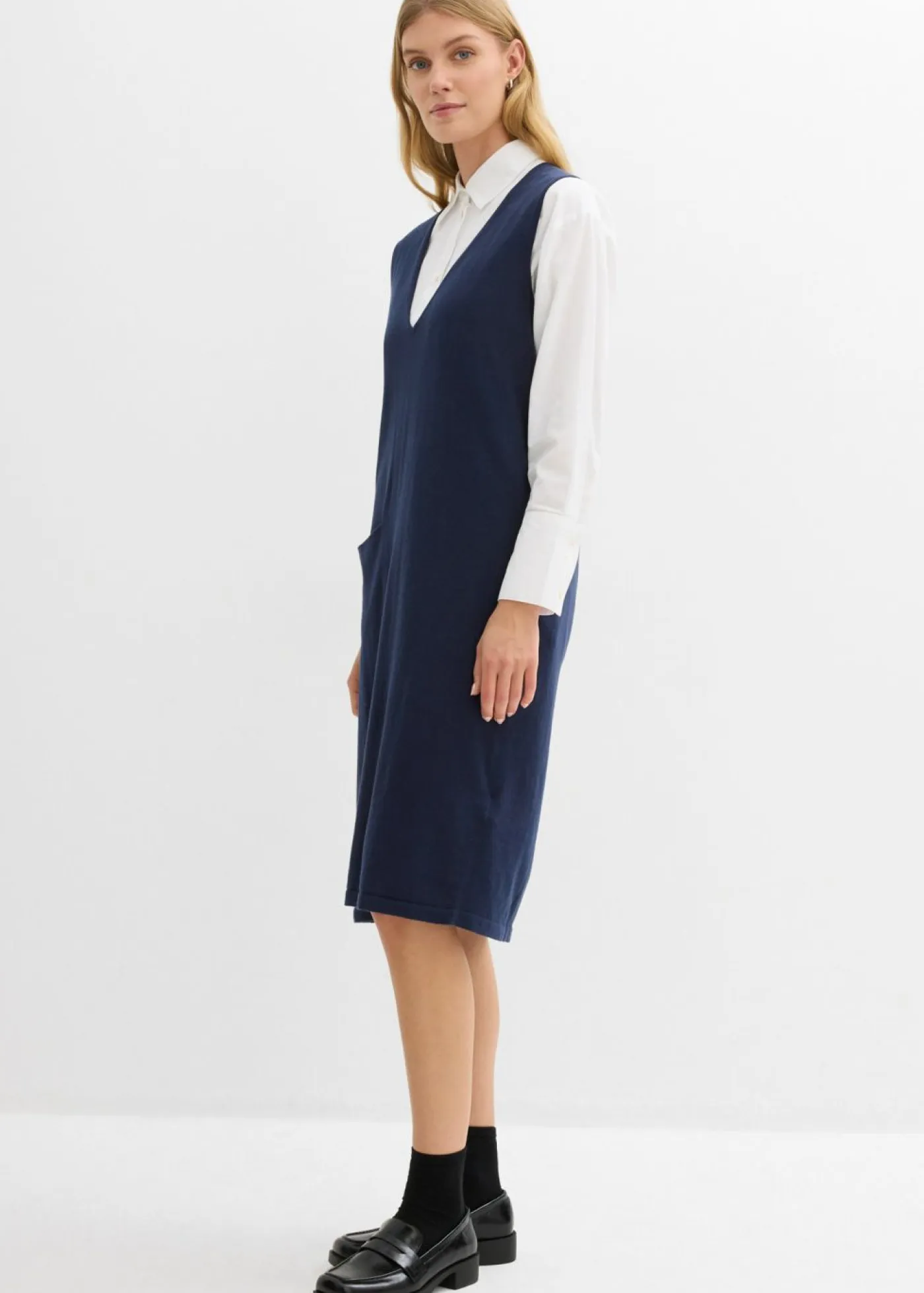 Vestido de punto de algodón puro Mujer Esenciales|Vestidos