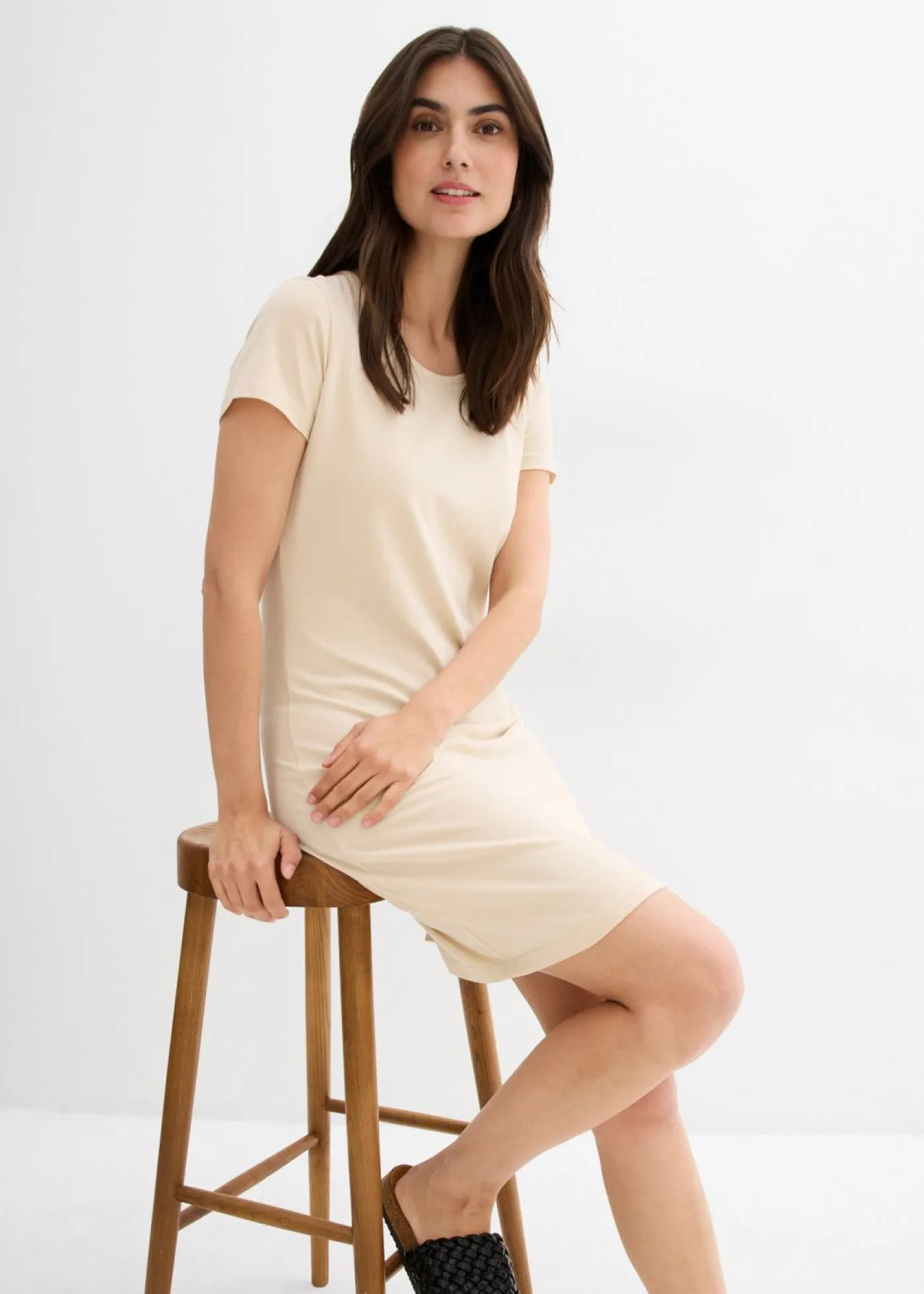 Discount Vestido de punto de algodón orgánico elástico Mujer Básicos|Vestidos