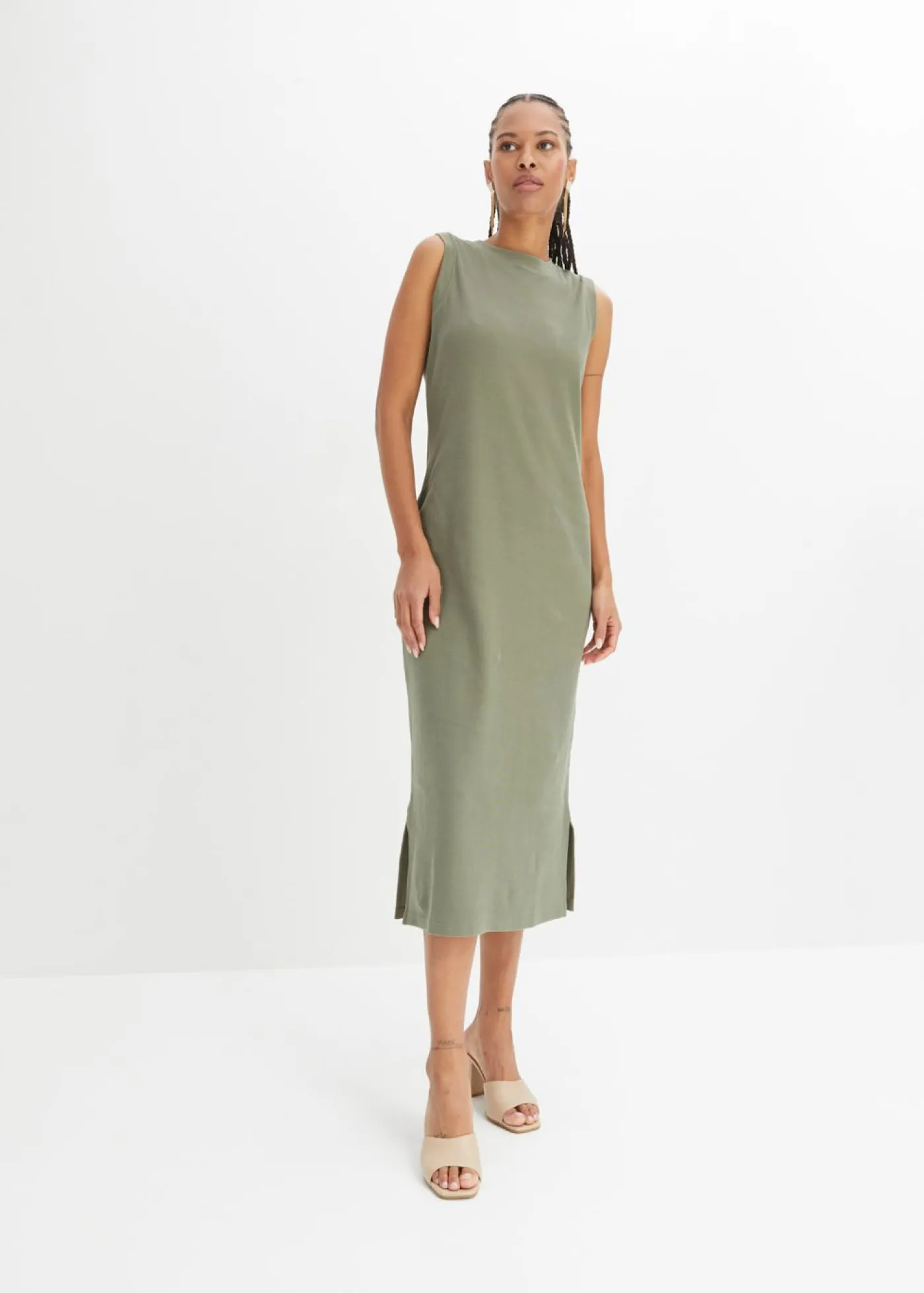 Sale Vestido de punto de algodón con elástico Mujer Vestidos