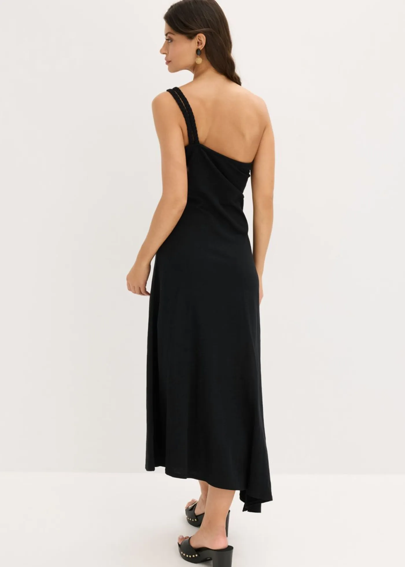 Best Vestido de punto de algodón con dobladillo asimétrico y detalle de nudo en el hombro Mujer Vestidos