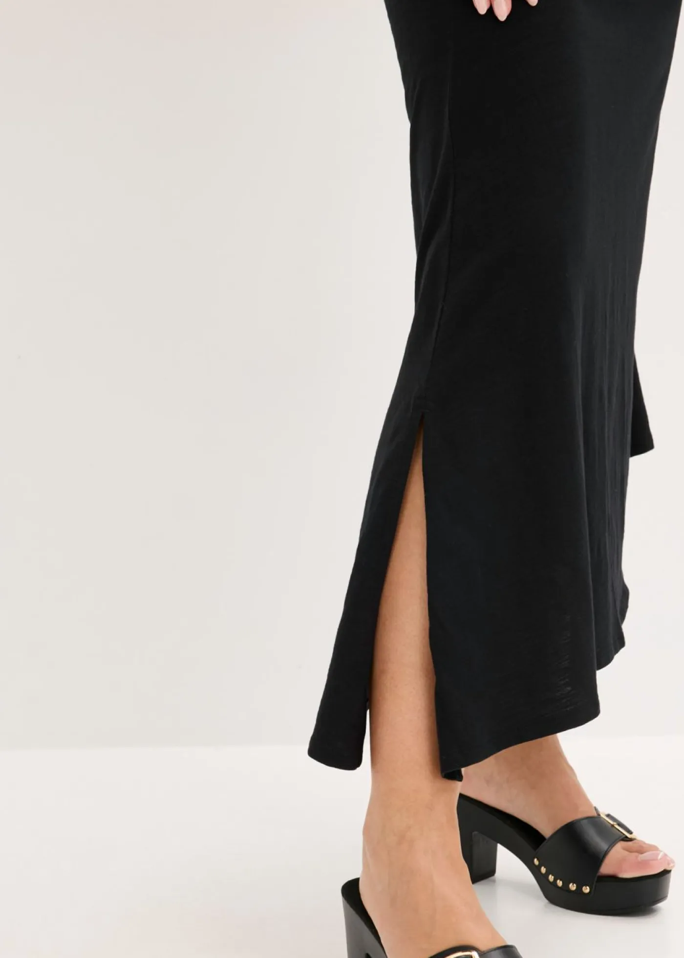 Best Vestido de punto de algodón con dobladillo asimétrico y detalle de nudo en el hombro Mujer Vestidos