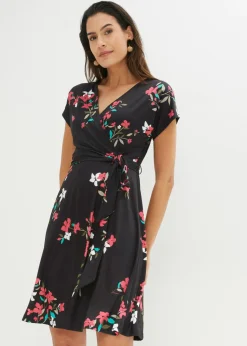 New Vestido de punto de diseño cruzado Mujer Vestidos