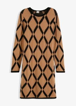 Online Vestido de punto de hilo metálico con estampado de rombos Mujer Vestidos|Ropa De Punto