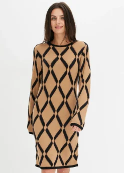 Online Vestido de punto de hilo metálico con estampado de rombos Mujer Vestidos|Ropa De Punto