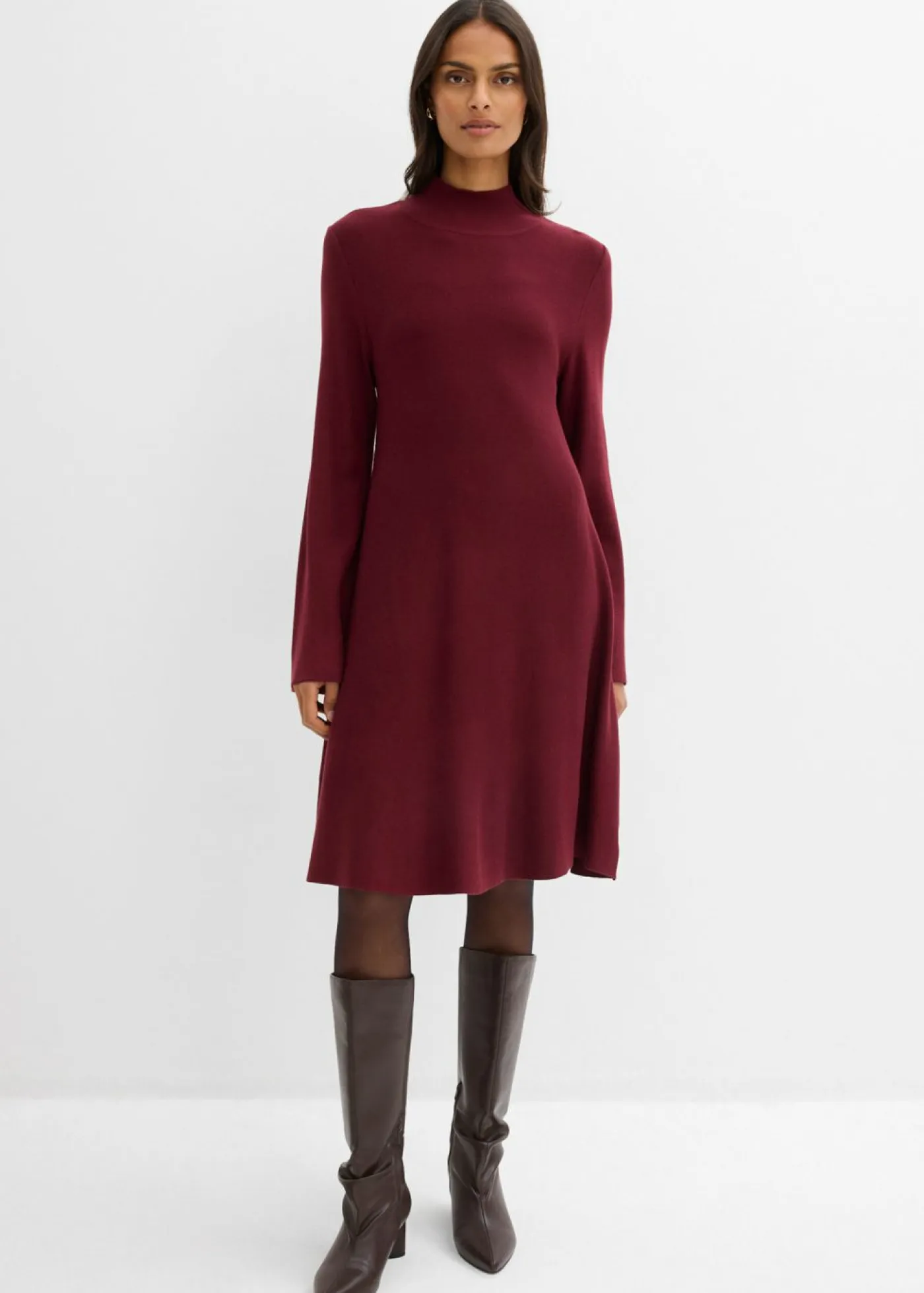 Outlet Vestido de punto de mezcla de viscosa con línea en A Mujer Esenciales|Vestidos