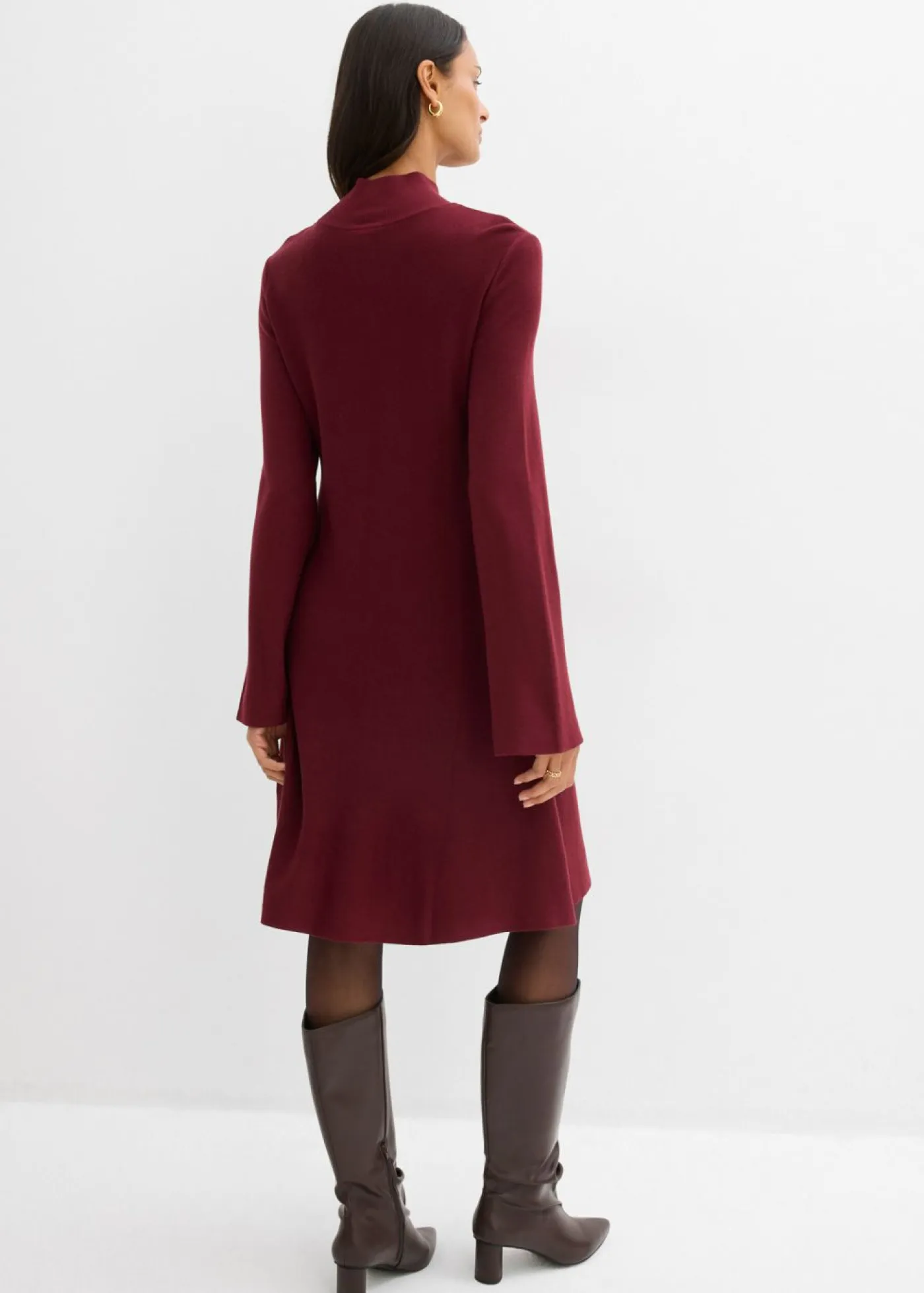 Outlet Vestido de punto de mezcla de viscosa con línea en A Mujer Esenciales|Vestidos