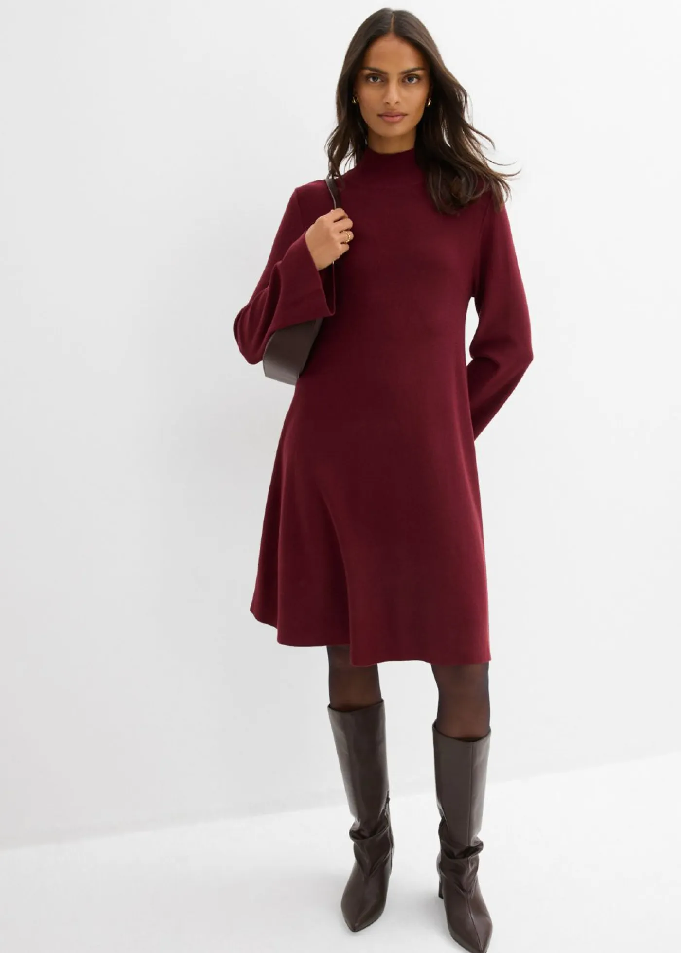 Outlet Vestido de punto de mezcla de viscosa con línea en A Mujer Esenciales|Vestidos