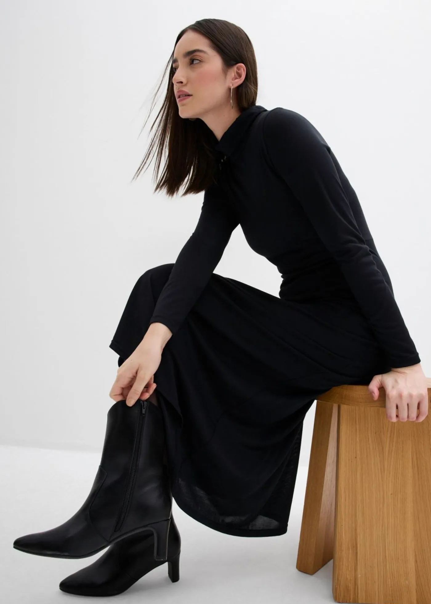 New Vestido de punto de mezcla de modal suave Mujer Esenciales|Vestidos