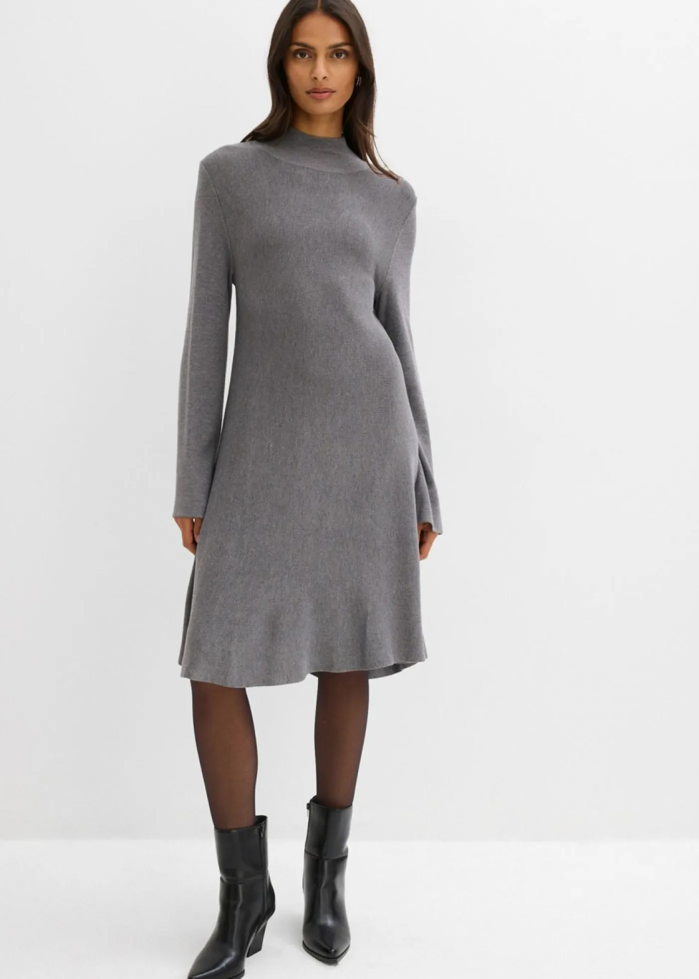 Outlet Vestido de punto de mezcla de viscosa con línea en A Mujer Esenciales|Vestidos