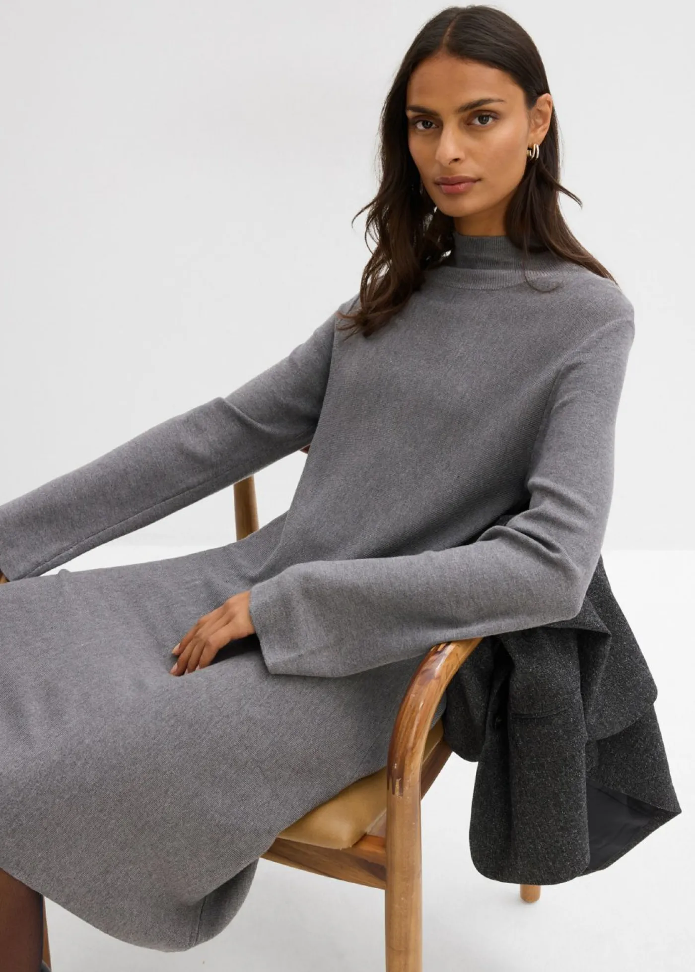 Outlet Vestido de punto de mezcla de viscosa con línea en A Mujer Esenciales|Vestidos