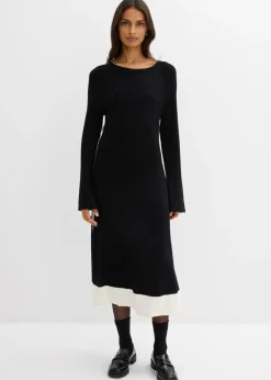 Best Vestido de punto de mezcla de viscosa con detalles en contraste Mujer Esenciales|Vestidos