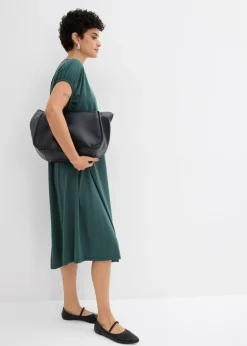 Discount Vestido de punto de mezcla de viscosa con escote en V Mujer Esenciales|Vestidos