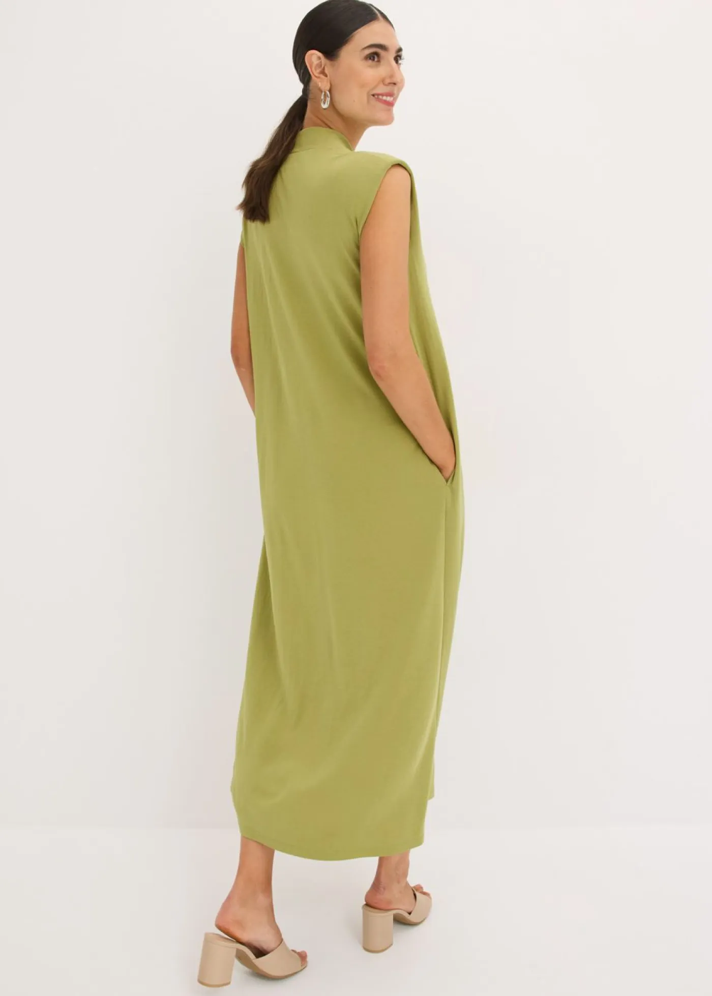 Vestido de punto de piqué de viscosa con hombreras Mujer Vestidos