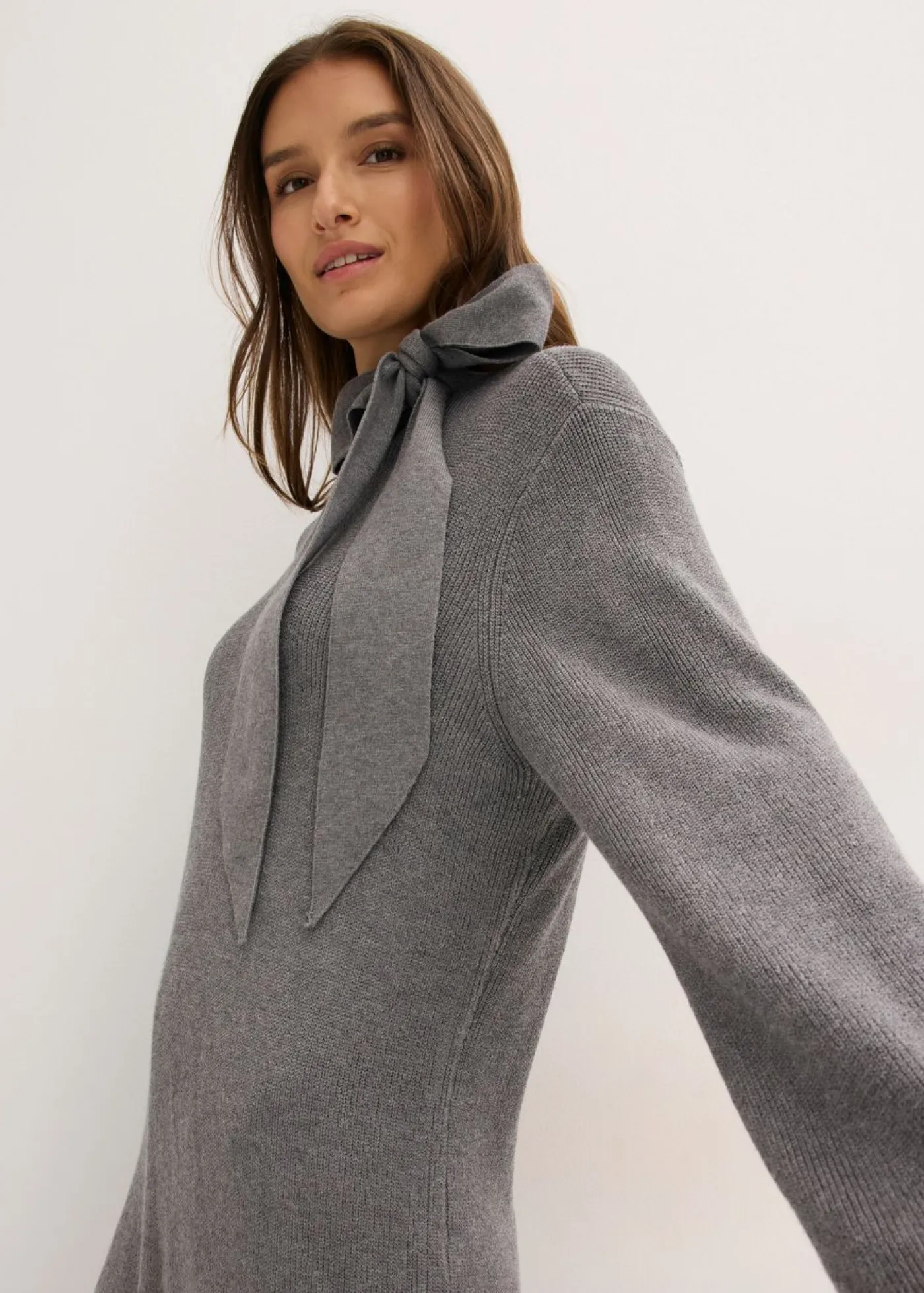 Best Vestido de punto de suave mezcla de viscosa con lazo Mujer Vestidos|Ropa De Punto