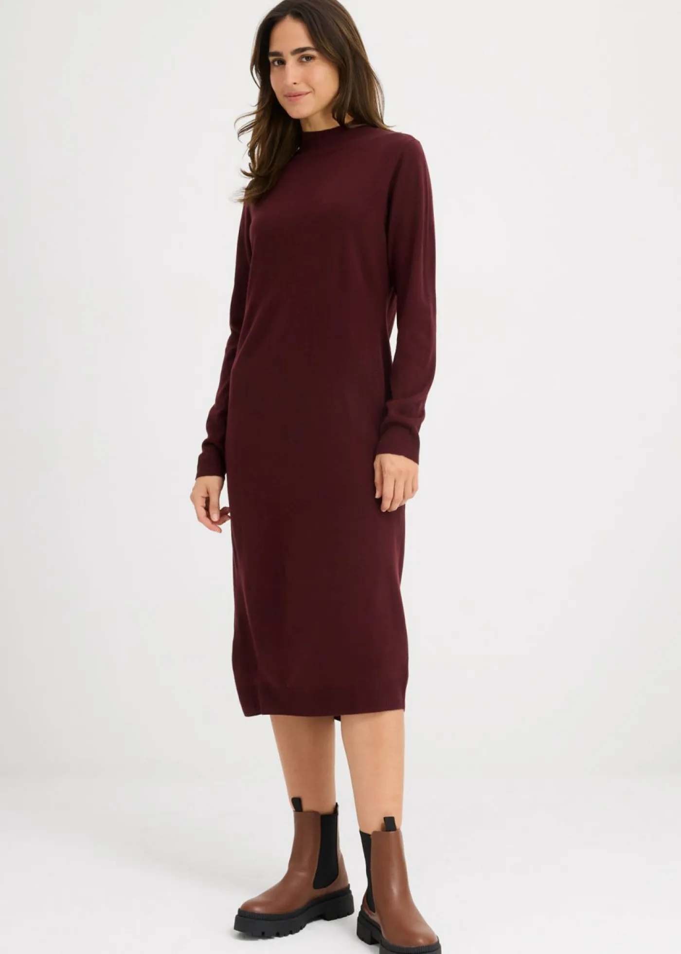 Discount Vestido de punto fino con cuello alto Mujer Básicos|Vestidos