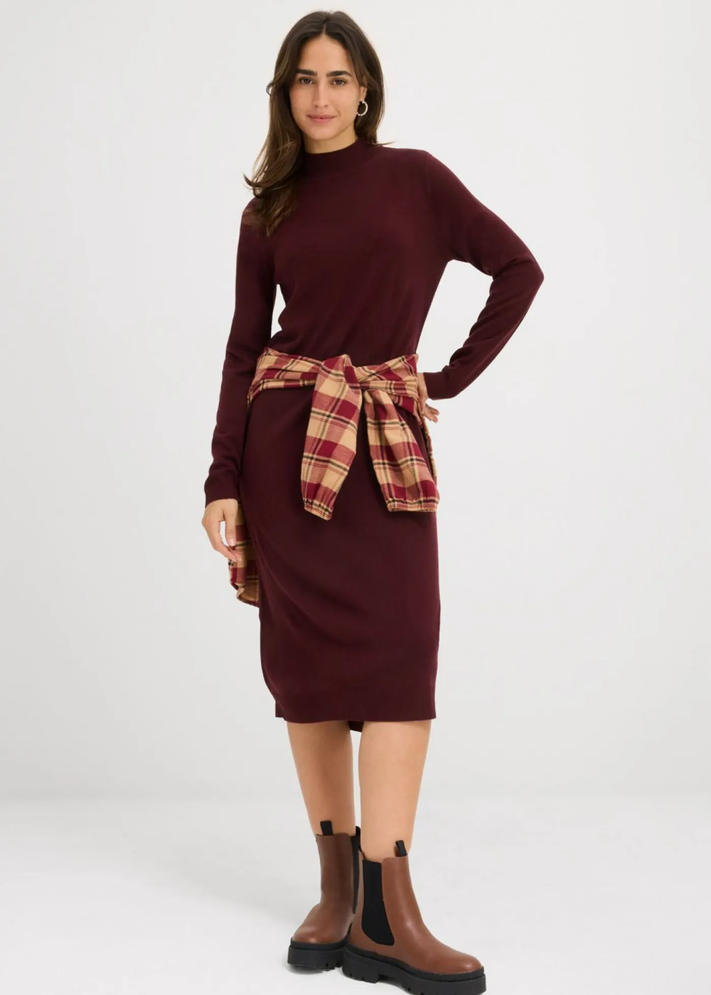 Discount Vestido de punto fino con cuello alto Mujer Básicos|Vestidos