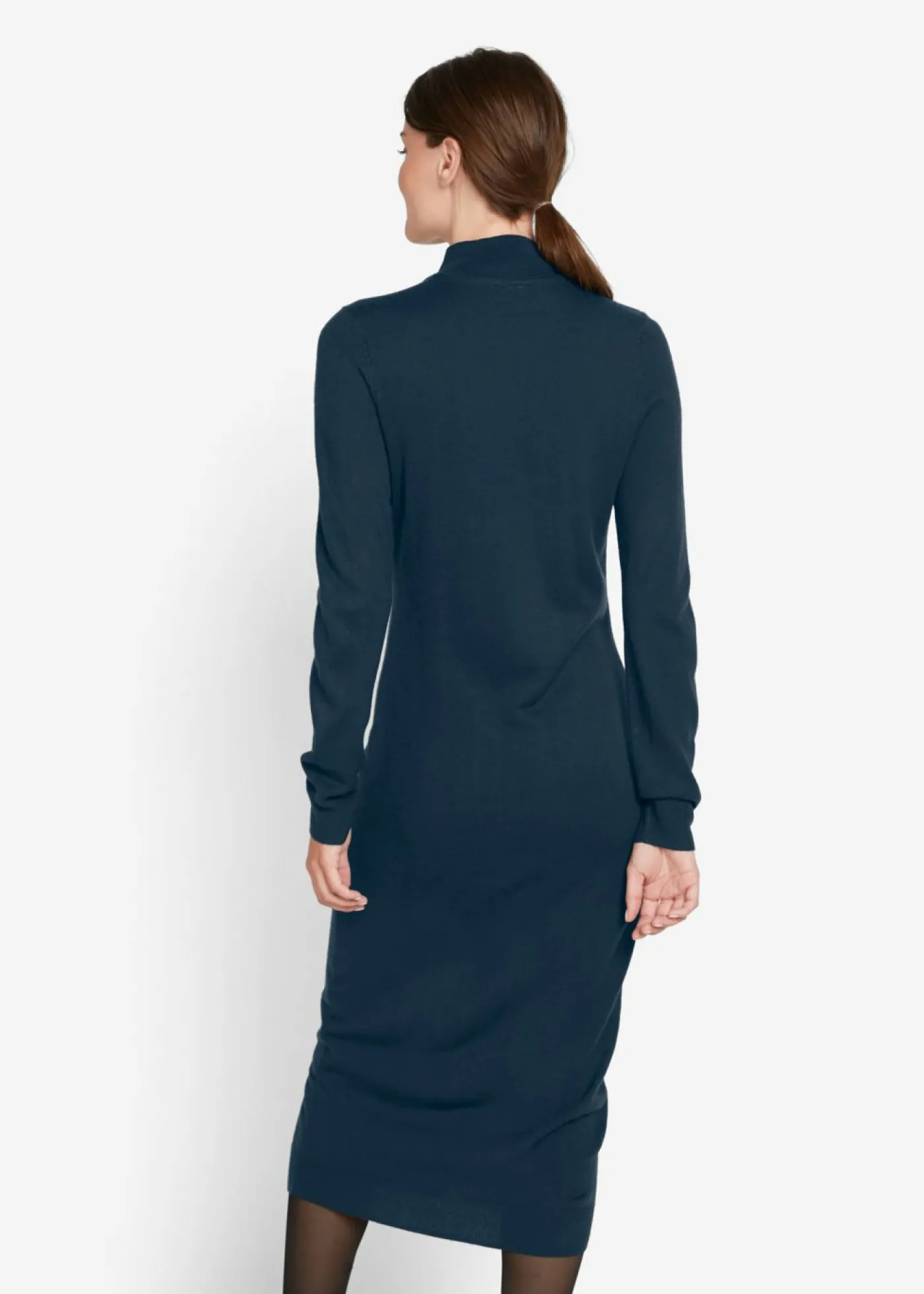 Hot Vestido de punto fino con cuello alto Mujer Básicos|Vestidos