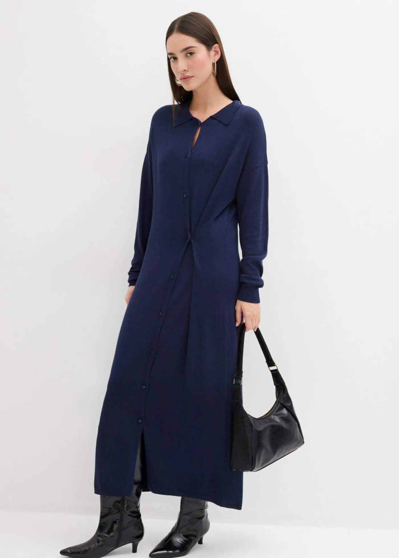 Vestido de punto fino de mezcla de viscosa Mujer Esenciales|Vestidos